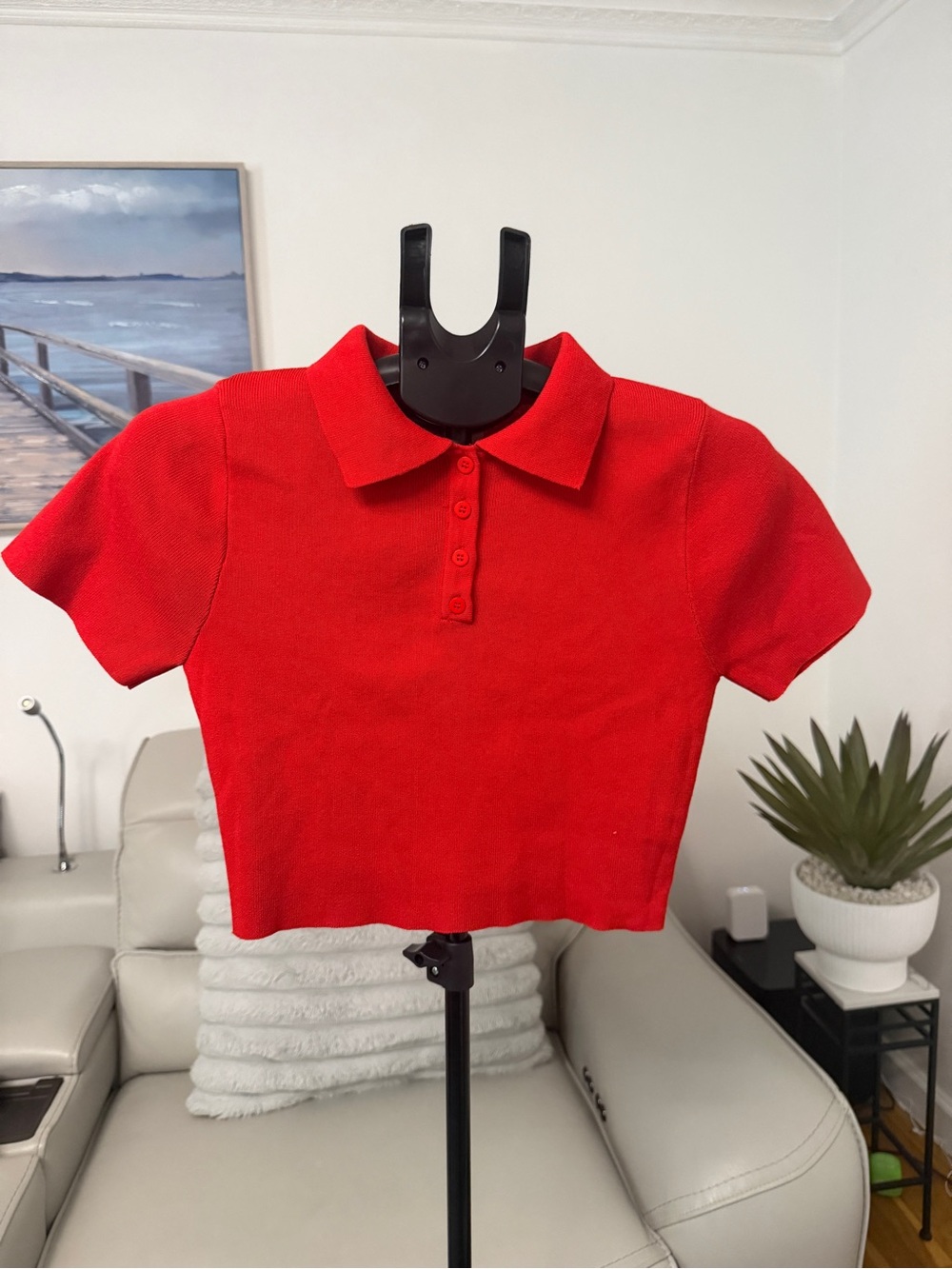 Red Polo Crop Top